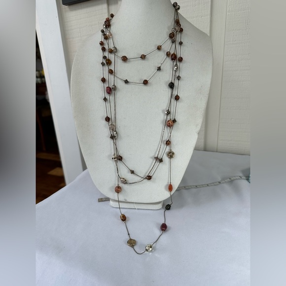 Three long station style bead necklaces - Picture 1 of 9